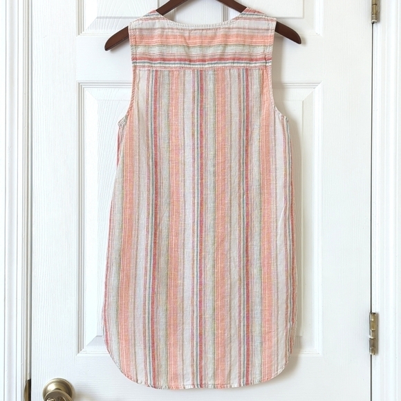 Beachlunchlounge Jenna Linen Blend Striped Split Neck Sleeveless Tunic Top XS - Picture 10 of 11